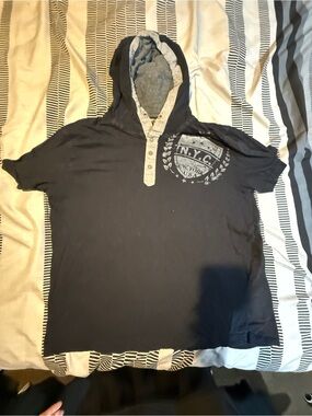 PD&C Black and Gray Hooded Short Sleeve Tee